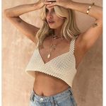 Pearl Chain Beaded Women's White V Neck Sleeveless Cami Crop Top Size S / M Size M Photo 3