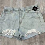 American Eagle  Light Wash Lace Mom Jean Shorts - Size 14 Photo 0