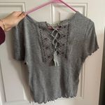 Nordstrom Heather Gray Ribbed Baby Tee Short Sleeve Top Photo 0