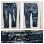 Silver Jeans Silver Aiko thick stitch low denim jean capri capris women's 30 embroidered Photo 1