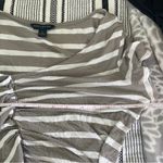 Banana Republic Striped Ruffle Shirt Small Brown White Ruched Y2K Work Blouse Photo 6