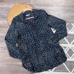 Ganni  Barra Crepe blouse in total eclipse‎ navy hidden buttons women’s size S Photo 1
