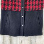 NTCO Nomadic Traders Sweater Vest Women Medium Red Black Plaid Wool Pockets Photo 2
