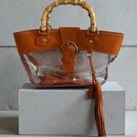 Miu Miu Orange Suede PVC Top Bamboo Handle Bag Photo 0