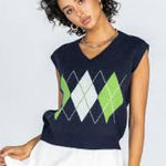 Princess Polly  Argyle V-Neck Sweater Vest - Navy and Green Size M/L EUC‎ Photo 0