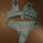 SheIn Green and White Polka Dot Bikini Set Photo 1