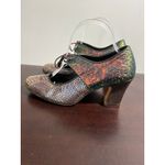 Koko Italian Tango Shoe Snake & Metallic Lace Up Heels Shoes Size 39 Brown Photo 2