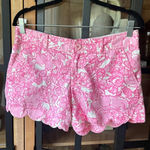 Lilly Pulitzer  she's a fox buttercup shorts scalloped chinos Barbie pink print Photo 0