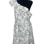 Banana Republic  One Shoulder Ruffle Dress Tropical Print Belted Size M Beach Photo 0
