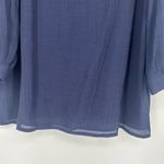 Nanette Lepore  Boho Navy Blue Crinkle Top Lace Trim Square Neck 3/4 Sleeves Sz M Photo 4