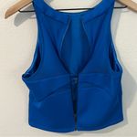 Bebe Blue Mesh Cutouts Sleeveless Crop Top Exposed Zipper Back Size L Photo 6