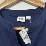 Gap NWT  Roll-Sleeve Shirtdress in Linen-Cotton Size Small Navy Blue Button Down Photo 2