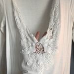 Ecote White Crochet Open Back Long Sleeve Shirt Photo 1