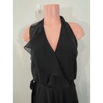 Nouvelle Amsale Black Halter Neck Erica Ruffle Maxi Dress Size MEDIUM Chiffon Photo 5
