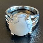 White gemstone S925 silver ring size 5.5 Photo 0