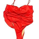 J.Crew  Red Ruched sweetheart one-piece Removable Straps & Padding Size 24 Photo 4