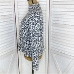 Cynthia Rowley ‎ Leopard Print Mock Neck Sweater White Silver Small Cropped Photo 2