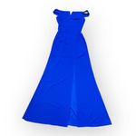 THE FASHION POET Off the Shoulder Gown Women's XS Blue Slit Maxi Short Sleeve Photo 1