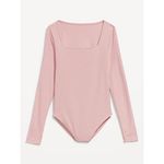 Old Navy  Baby Pink Ribbed Long Sleeve Bodysuit Size Medium Square Neck Photo 1