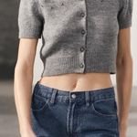 ZARA ZW COLLECTION RHINESTONE HIGH WAIST BOOTCUT STRAIGHT LEG JEANS SIZE 4 NEW Photo 3