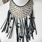 Free People  Cranston Bohemian Western Grunge Bib Leather Fringe Necklace - NEW Photo 2