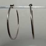 Silver Tone Hoop Earrings Large Thin Lightweight Minimalist Jewelry Pierced Ears Photo 1