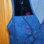 Napa Valley Vest Woman Size Large Denim with Embroidery Vintage Zip Up Y2K Blue Photo 3
