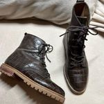Madewell Size 6 The Clair Lace-Up Boot in Croc Embossed Leather Combat Boot Photo 0