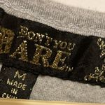 Don’t You Dare Gray &White Top Women’s Size Medium Cut Out Sleeve Lace Edging Photo 3