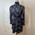 Loft  Black Paisley floral satin Long Sleeve mini Dress NEW 2 petite Photo 6