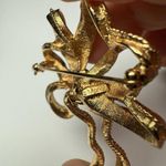 Monet Ribbon Bow Brooch Pin Brushed Texture Gold Tone Signed Photo 5