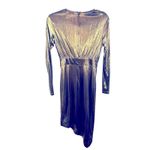 Lulus Lulu’s Metallic Gold Party Dress Small Semi Sheer Faux Wrap Night Out Photo 8