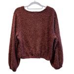 Altar'd State Altar’d State Fuzzy Long Sleeve Cropped Sweater Blush Red Maroon Size Large Photo 2