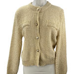 H&M Women's Beige Gold Buttons Metallic Long Sleeve Knit Cardigan Sweater Top XS Photo 0