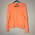 Brooks Brothers  346 Cable Knit Sweater V-Neck Light Orange Peach Size Large Photo 1