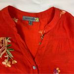 Figueroa & Flower women's medium red tunic embroidered floral shirt long johnny Photo 3