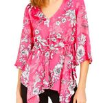 Nine West Magenta Floral-Print Top Size M Photo 0