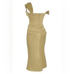 House Of CB  NATALYA OLIVE SATIN CORSET MIDI DRESS, Size Medium, $285 Photo 11