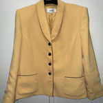Le Suit  vintage butter yellow blazer with black trim 12 Photo 0