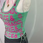 Dolce & Gabbana Vintage Y2K ‎ Teal Hot Pink Monogram Tank Top Side Tie Womens S Photo 8