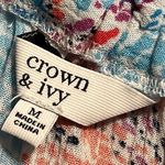 Crown & Ivy  women's medium cold shoulder top wide strap blue beachy themed top Photo 4