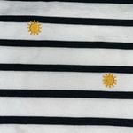 cj banks  NWT Size 1X White & Black Stripe - Sun Embroidered Knit Top Shirt Photo 3