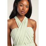 Lulus  Sage Green Convertible Strapless Maxi Dress Formal Wedding Guest Gown Sz S Photo 7