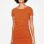 Boden Phoebe Jersey Tulip Dress Short Sleeve Pullover Floral Orange Navy Size 8L Photo 14