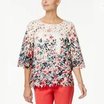 Charter Club NWOT  Light Beige Floral Blouse Top Photo 1