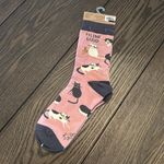 Karma Feline Good Cat Crew Socks OS New Pink Photo 4