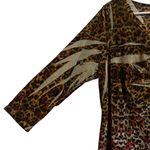 One World  NEW $68 Top Woman 1X Boho Hippie Velvet Whimsigoth Tiger Khaki Blouse Photo 5