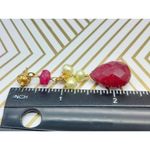 Maroon Teardrop Earrings Natural Stone 825 Gold Dangle Pearls Long 2.25" Photo 5