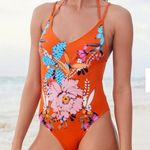 Urban Outfitters NWT Out From Under Casey Strappy Orange Floral One Piece Size S Photo 0