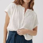 Pact Organic Cotton Coastal Double Gauze Short Sleeve Popover Top Large Ivory Photo 0